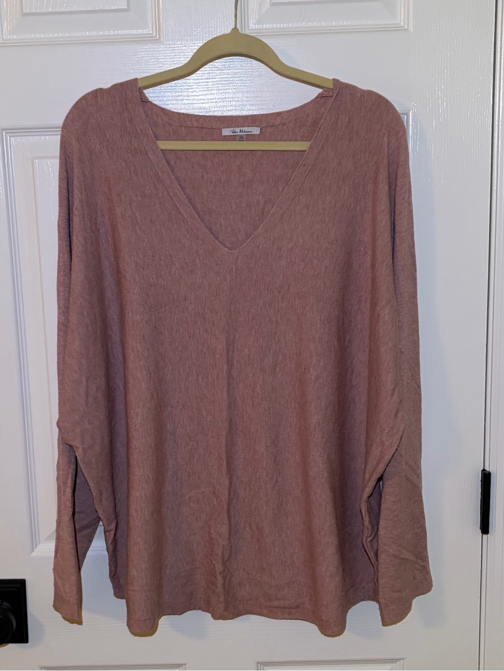 NWOT Vila Milano Dusty Rose V-Neck Pullover Long Sleeve Sweater Tunic Top. 2X